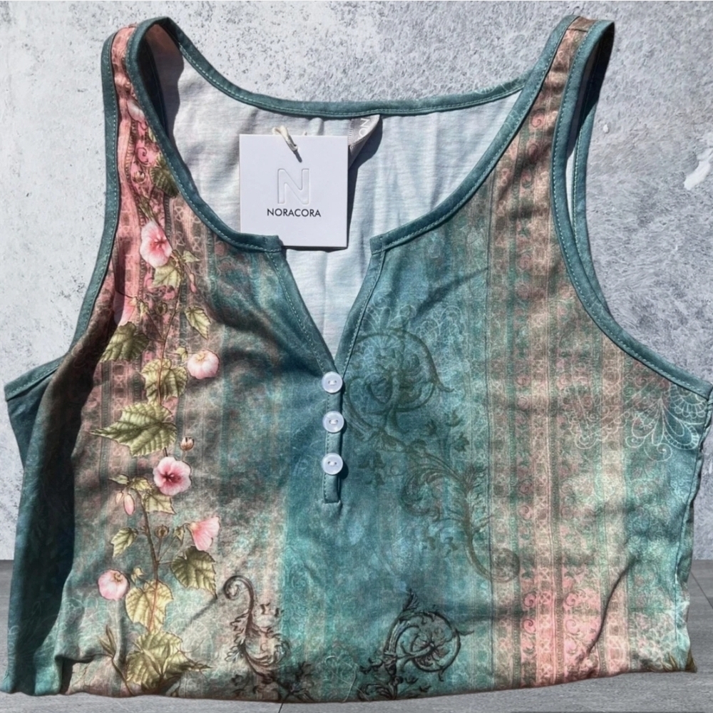 noracora M Floral Whimsy Fairy Romantic Mermaid Tank -Rhinestones Wearable Art - Picture 6 of 14